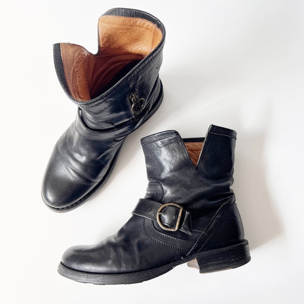 Fiorentini + Baker Eternity Eli Boots Black Leather Biker Moto Ankle Shoes 37.5